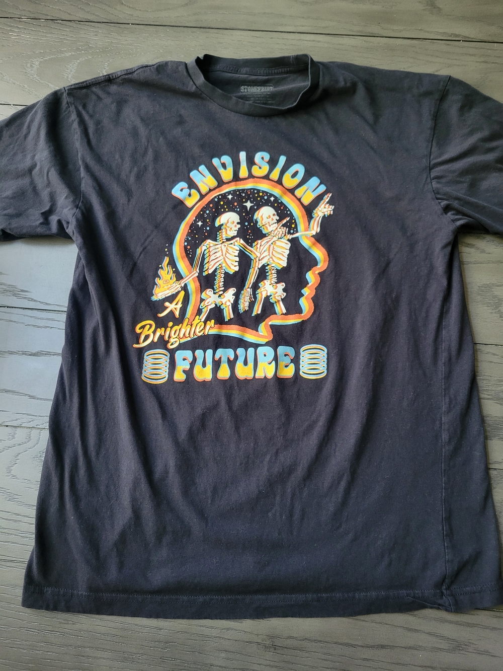 Envision A Brighter Future Graphic Tee - Black Stonefruit Skeletons